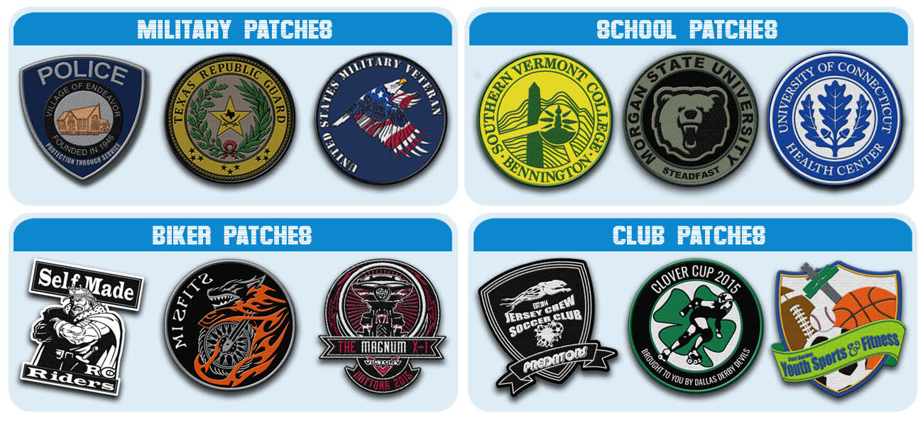 Custom Embroidered Patch Collection from Discount Embroidery.com